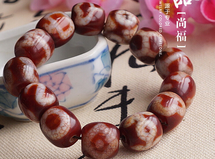 Consecration Tibet Good Luck Totem DZI Beads Wrist Malas Buddhist Prayer Beads Bracelet